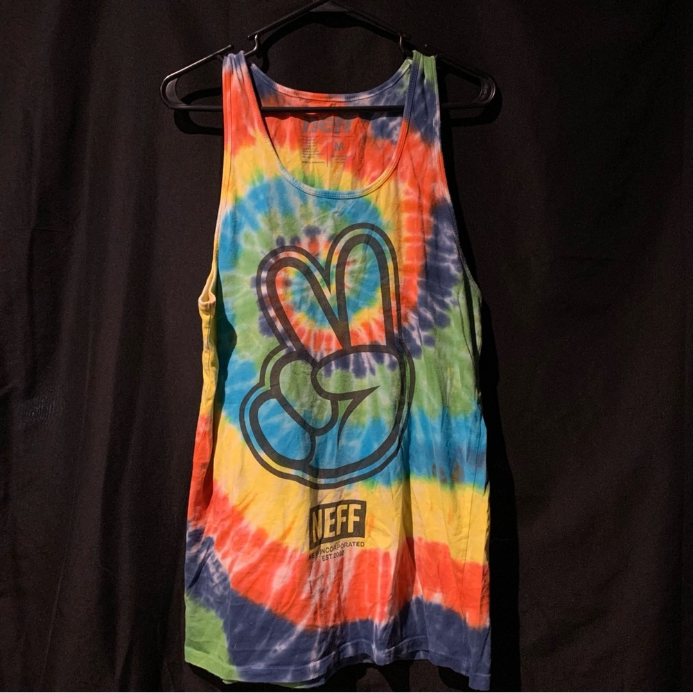 NEFF Rainbow ALL OVER PRINT Tank Top Shirt Men's Sz M Peace 19x31